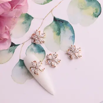 5 adet TN4973 Sevgililer Çiçek Alaşım Zirkon Nail Art Kristaller tırnak mücevheri Taklidi çivi aksesuarları malzemeleri dekorasyon takılar