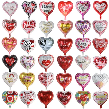 50/100 adet Kalp Düğün Sevgililer Günü Seni Seviyorum Alüminyum Folyo Helyum Balon Nişan Töreni Parti Dekorasyon Hava Globos