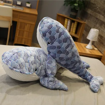 50/110CM Yeni Karikatür Mavi Köpekbalığı Dolması peluş oyuncaklar Büyük Balık Balina Bebek Yumuşak Hayvan Yastık Bebekler Çocuk Doğum Günü Hediyeleri