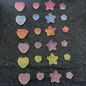 50 Adet 8/10 / 15mm 3D Tırnak Takılar Aşk Kalp Beş Köşeli Yıldız Çörek Yumuşak Tatlılar Reçine Tırnak Süslemeleri DIY Manikür Aksesuarları