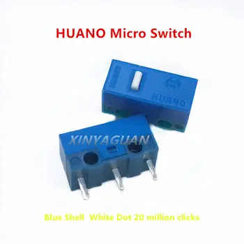 50 Adet / grup Yeni Orijinal HUANO Fare Mikro Anahtarı mavi kabuk beyaz nokta 20 milyon kez 0.74 N bilgisayar fare 3 pins düğme anahtarı