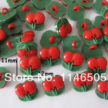 50 adet Kawaii Kırmızı Çilek Düğmeler Bağlantı Elemanları 11mm * 12mm Karışık renk Düğmeleri Dikiş Düğmeleri Çocuk Aksesuarları
