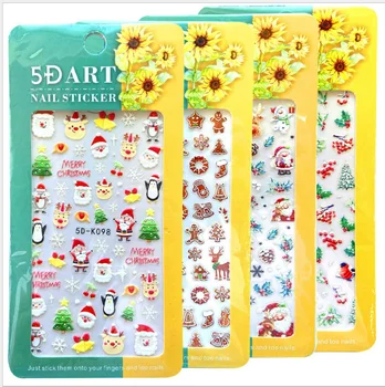 5D Beyaz Kar Taneleri Kabartmalı Sticker Noel Yeni Yıl Tırnak Sanat Tasarım Kış Takılar Çiçek Manikür Kaymak Çıkartmaları Malzemeleri