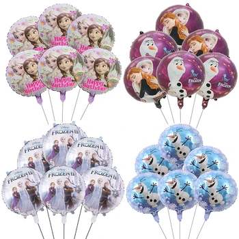 6 adet Disney Prenses Dondurulmuş Tema Balon Seti Olaf Kardan Adam Anna Elsa Buz Kraliçesi Folyo Balonlar Doğum Günü Bebek Duş Parti Süslemeleri