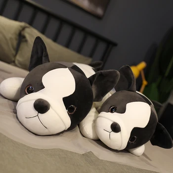 80-120cm Yalan Fransız Bulldog peluş oyuncaklar Kadrolu Sevimli Köpek Yavrusu Hayvan Bebek Yumuşak Uzun Uyku Yastık Minder Çocuk Kız Hediye