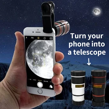 8X 12X Zoomlens Telelens Zoom Etkisi Yüksek Çözünürlüklü Lens Odak Monoküler Teleskop Cep Telefonu İçin Telefon Lens