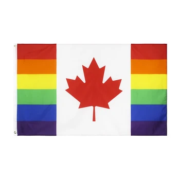 90 * 150cm LGBT gökkuşağı kanada eşcinsel gurur bayrağı kanada dekorasyon için