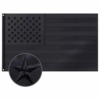 ABD Bayrağı 3x5ft Siyah Askeri Taktik Amerikan Afiş 90x150cm Nakış Dikiş Naylon Dikili İşlemeli Yıldız Ağır