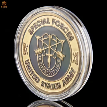 ABD Ordusu Yeşil Bere De Oppresso Liberate Baskıdan ABD Özel Kuvvetler Altın Kaplama Mücadelesi Coin Koleksiyonu