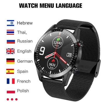 Akıllı saat Erkekler Destek İbranice Tam Dokunmatik Ekran Spor Spor İzle IP67 Su Geçirmez Bluetooth Erkekler Android IOS İçin Smartwatch