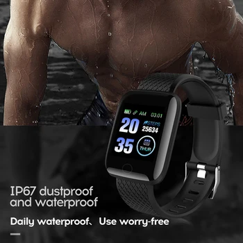 Akıllı saat Erkekler Kadınlar Kan Basıncı nabız monitörü Spor Smartwatch Tracker Hatırlatma Uyku İzleme IP67 IOS / Android için