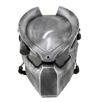 Alien Vs Predator Yalnız Kurt Maskesi Lamba İle Açık Wargame Taktik Maske Tam Yüz Cs Maskesi Cadılar Bayramı Partisi Cosplay Korku Maskesi