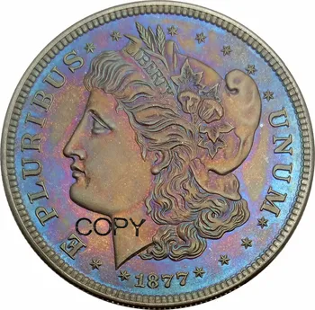 Amerika birleşik devletleri Muhteşem 1877 50C Morgan Yarım Dolar Pirinç Kaplama Gümüş Kopya Paraları