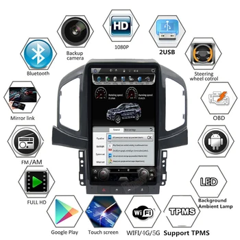 Android 9 Araba Radyo İçin Chevrolet Captiva Multimedya Sistemi Autoradio Araba DVD oynatıcı GPS Navigasyon Dikey Ekran Tesla Tarzı