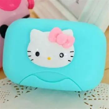 Anime Hello Kitty Sabun Kutusu Sabunluk Taşınabilir Seyahat Sabunluk Yemekleri Su Geçirmez Sızdırmaz Sabun Kutusu Kapaklı Toka 4 Renkler