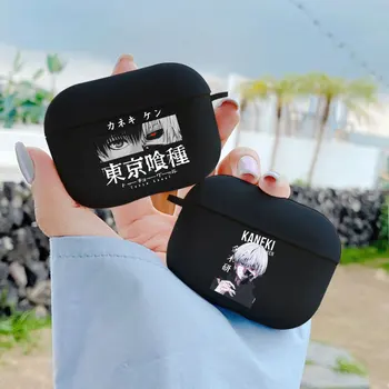 Anime Tokyo Ghoul Kaneki Ken kulaklık kutusu AirPods İçin 1 2 3 Pro Lüks Siyah Yumuşak silikon kablosuz bluetooth kulaklık kutusu