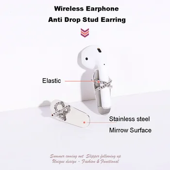 Anti Kayıp Anti bırakarak Kablosuz Kulaklık Küpe Airpods Terlik Paslanmaz çelik düğme küpe Kulak Damızlık anti-kayıp küpe