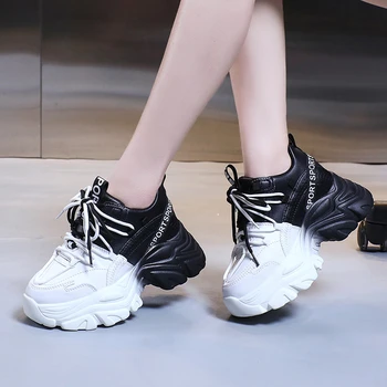 Apanzu Sokak Moda Kadın Tıknaz Ayakkabı Platformu Mix Renk vulkanize ayakkabı Kadın 2022 Yeni Bahar Kalın Taban bağcıklı ayakkabı