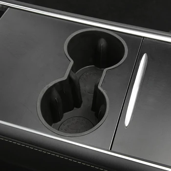 Araba Su Bardağı Tutucu Tesla Modeli 3 Model Y 2021 2022 Aksesuarları Silikon Kaymaz Su Geçirmez Çift Delik Tutucu