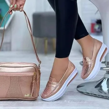 Ayakkabı Kadın rahat ayakkabılar Yaz Kaymaz Loafer'lar Daireler Kadın Rahat Sürüş Ayakkabı Tenis Kadın Klasik Platform PU