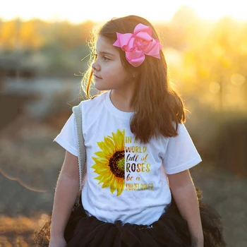 Ayçiçeği Yürümeye Başlayan Gömlek Çocuk T-Shirt Çocuk Tişörtleri Hediye Erkek Kız Hediye Yürümeye Başlayan T Shirt Bebek Rahat Gömlek Moda Tee