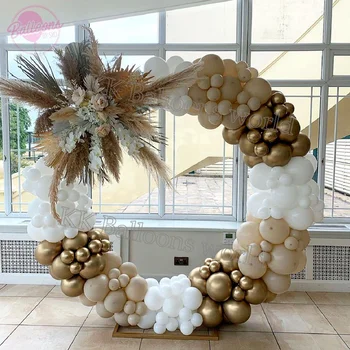 Balon Kemer Garland Kiti 150 adet DIY Beyaz Kum Mutlu Doğum Günü Bej Dekorasyon Kız / Erkek Altın Globos Düğün Parti Dekor Malzemeleri