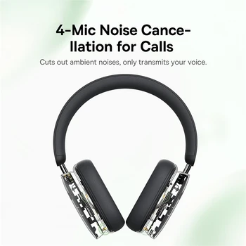 Baseus H1 kablosuz kulaklıklar Hibrid 40dB ANC 4-mics ENC Kulaklık Bluetooth 5.2 40mm Sürücü HiFi Kulak Kulaklık Üzerinde 70 H Zaman