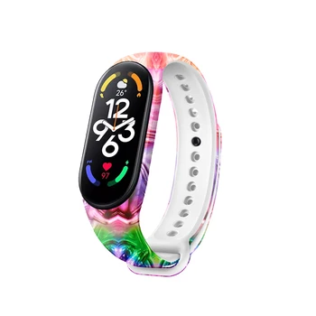 Baskılı Kayış Xiao mi mi bant 7 Smartwatch Kamuflaj Bileklik Silikon Kordonlu Saat spor bilezik mi Band7