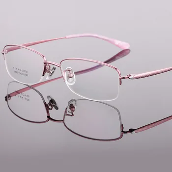 BCLEAR Moda Titanyum Yarı Çerçevesiz Optik Gözlük Çerçeve Kadın Gözlük Reçete Gözlük Ultra Hafif Kırmızı Mor Pembe