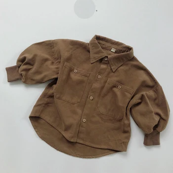 Bebek Kız Erkek Hırka Ceket 1-6Yrs Çocuk Gömlek Çocuk Giyim Kore Tarzı Bahar Sonbahar Uzun Kollu Rahat Gevşek Gömlek