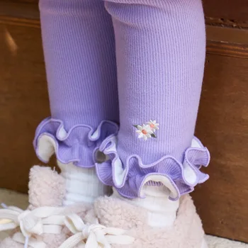 Bebezu Kızlar Tayt Kış Tarzı Entegre Kadife ve Peluş Kalın Fırçalanmış Sevimli Petal Bacaklar çocuk Pantolon