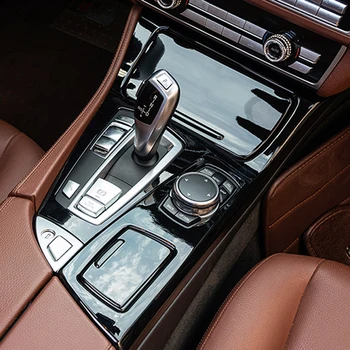 BMW 5 Serisi için F10 Araba tasarım Iç Merkezi Konsol Vites paneli dekoratif şerit Sticker Kapak Trim Oto Aksesuarları