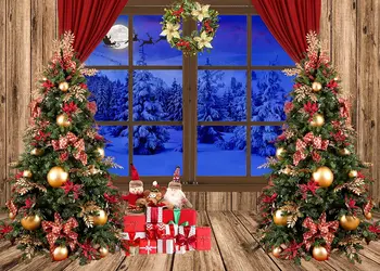 Capisco Kış Noel Zemin Fotoğraf Orman Oyuncaklar Hediyeler Pencere Kar Arka Plan Fotoğraf Çocuklar Photocall Photostudio Sahne