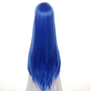 Ccutoo 80 cm Wendy Marvell mavi uzun düz sentetik saç ısıya dayanıklı Cosplay peruk Cadılar bayramı partisi kostüm peruk