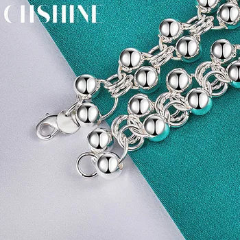 CHSHİNE 925 Ayar Gümüş Yuvarlak Top Boncuk Zincir Bilezik Kadınlar İçin Düğün Charm Nişan moda takı
