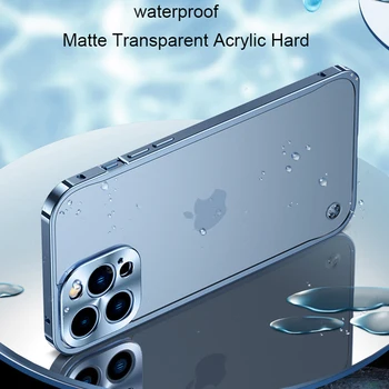 Darbeye dayanıklı Şeffaf Metal Kasa iPhone 13 Pro MAX Mini 12 Pro 11 Pro Alüminyum Tampon Kamera Koruyucu Mat PC Şeffaf Kapak