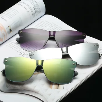 DCM Yeni Şeffaf güneş gözlüğü Moda Çerçevesiz Güneş Gözlüğü Kadın Vintage Marka Gözlük Oculos De Sol UV400