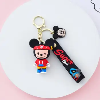 Disney 8Cm Mickey Mouse anahtar zincirleri Kawaii Zarif Çanta Kolye Sevimli Net Kırmızı Çift Bebek Yüksek Kaliteli Hediyeler kızlar için Childen