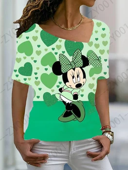 Disney kadın büzgü T Shirt Kadın Giyim Yeni BLUZ KADIN MODA Büyük Boy Bayanlar Yaz Kısa Kollu Artı Boyutu Üstleri