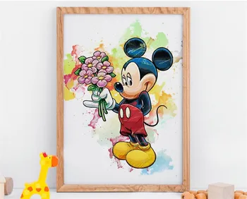Disney Karikatür Mickey Mouse ve Donald Ördek Tuval Baskı Boyama Suluboya Duvar sanat posterleri Resimleri Çocuk Odası Dekor için