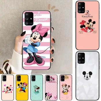 Disney Mickey ve Minnie telefon kılıfı Gövde Samsung Galaxy A 50 51 20 71 70 40 30 10 80 E 5G S Siyah Kabuk Sanat Cep Kapak