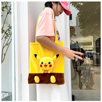 Disney Pikachu Dikiş Stellalou Winnie Karikatür Taşınabilir pelüş çanta Büyük Kapasiteli Sevimli Anime omuzdan askili çanta Kız Yılbaşı Hediyeleri