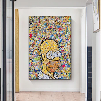 Disney Simpsons Graffiti sanat tuval Boyama Karikatür Anime Poster Baskı Duvar sanat resmi Oturma Çocuk Odası Ev Dekorasyon