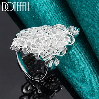 DOTEFFIL 925 Ayar Gümüş Desen İçi Boş Yüzük Kadın İçin Moda Düğün Nişan Parti Hediye Charm Takı