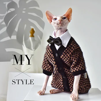 DUOMASUMİ Sphynx Kedi Giysileri Vizon Hırka Kel Kedi Elbise Kış Kalınlaşma Sıcaklık Devon Cornish Tüysüz Kedi Giysileri