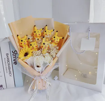 El Yapımı Pikachu yapay çiçekler Buket Oyuncaklar Karikatür Cep Canavar Pikachu Buketleri Mezuniyet sevgililer Günü Hediyeleri