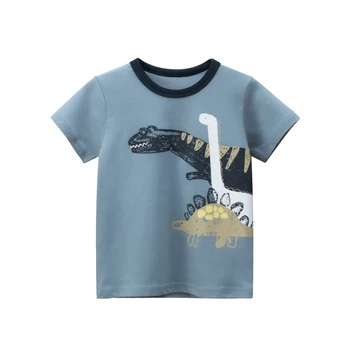 Erkek Karikatür T-shirt Çocuklar Hayvan Baskı Dinozor T Shirt Erkek Çocuk Yaz kısa kollu tişört pamuklu üst giyim Giyim 2