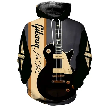 Essentials Rahat Unisex Hoodies Gitar Grafik 3D Baskılı Tişörtü Kapşonlu Uzun Kollu Sonbahar Kış Boy 6XL Spor