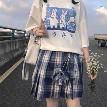 Estetik Harajuku Kadın T-Shirt Kawaii Sevimli Tavşan Baskı Yaz kısa kollu tişört Moda Kadın Bluzlar 2022 Elbise Üstleri y2k