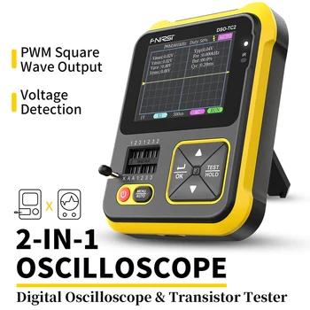 FNIRSI 2 İn 1 Dijital Osiloskop 200kHz Bant Genişliği Transistör Test Cihazı Test Aracı PWM Kare Dalga Çıkışı 2.4 İn Arkadan Aydınlatmalı